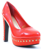 Red Shiny Patent Round Toe Stiletto Pump Zena-14 Fourever Funky