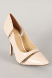 Nude Patent Lucite Trim Pointy Toe Rockabilly Pin-up Pump