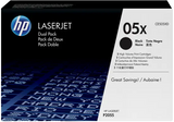 HP 05X 2-pack High Yield Black Original LaserJet Toner Cartridges, CE505XD