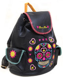 Sugar Skull Día de Muertos Day of the Dead Vegan Leather Backpack