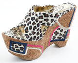 Patchwork Leopard Cross Band Platform Wedges Sandals