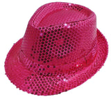 Hot Pink Bright Sparkly Sequins Party Fedora Hat