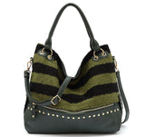 Olive Carpet Stripe Shoulder Hobo Crossbody Purse Handbag