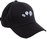 Black Adjustable Baseball Cap with Funky Embroidered Design 