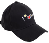 Black Adjustable Baseball Cap with Funky Embroidered Design 