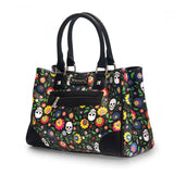 Floral & White Skull Print Tote & Wallet SET