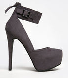 Sexy Grey Platform Ankle Stiletto Heel Pump