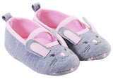 Grey Cotton Bunny Design Pink Baby Infant Maryjane Flats