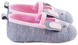 Grey Cotton Bunny Design Pink Baby Infant Maryjane Flats