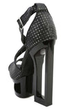 Perforated Criss Cross Cut Out Platform Heels Black