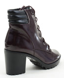 Chunky Lug Platform Chunky Heeled Combat Women's Vegan Booties Berry