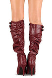 Slouchy Knee High Stiletto Vegan Leather Boot