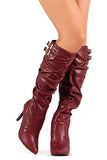 Slouchy Knee High Stiletto Vegan Leather Boot