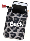 Grey Leopard Lock & Key Faux Leather Crossbody Cellphone Case