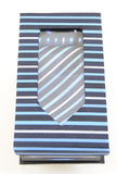 Mens Striped Neck Tie Handkerchief Cuff Link Set Classic