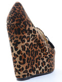 Leopard Cheetah Wedge Loafer Slide Platform Pump Vegan Suede Fourever Funky