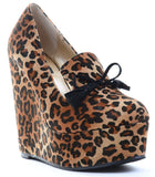 Leopard Cheetah Wedge Loafer Slide Platform Pump Vegan Suede Fourever Funky